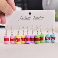 Creative Resin Yarn Ball Drop Earrings for Women Girls Candy Color Cartoon Dangle Earring Funny Jewelry Gifts