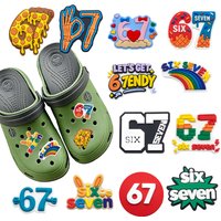 Hot Sales 1-100pcs Cute Cartoon Colorful 67 Series PVC Shoe Accessories DIY Sandal Wristbands Shoes Ornaments Buckle Gifts