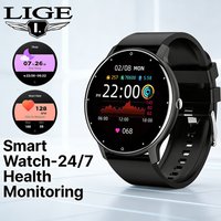 LIGE Fashion Smart Watch Men Sports Fitness Sleep Heart rate Monitor Watch Waterproof Bluetooth Call Smartwatch For Android ios