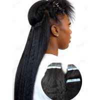Human Hair Kinky Straight Tape in Extensions Remy Cuticle Yaki Tape in Hair Extensions 12-26 inch 20pcs Pack