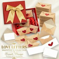 30/60Pcs Pre-Written Cards Love Letters Envelope Set Heart Stickers Blank Mini Cards Love Notes Kit Elegant Box
