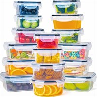 6-Piece Plastic Food Storage Containers Set, 5 Sizes Stackable Reusable for Fruits Vegetables Pasta Lunch