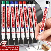16-Pack Black Long-Tip Marker Pens, Carpenter's Pens, Extended Line Marking, Special Purpose for Tile, Construction Site, Bathroom Installation, Deep Hole Marking Oil Pens, Precision Deep Hole Marking