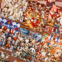 Mr. Paper Circus Stickers 16pcs, Cardstock Journal Material, Joyful Theme Collage, Creative Decor DIY Scrapbooking Greeting Card