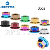 Wanyifa 6pcs Titanium Nuts M5 M6 M8 M10 M12 M14 M16 DIN6923 Flange Hex Nuts for Bolt Screw Ti Alloy Grade 5 Fasteners