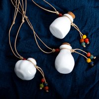 White Ceramic Perfume Bottle Necklace With Pendant Handmade Adjustable Wax Cord Essential Oil Diffuser Minimalist Aromatherapy J