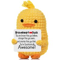 New Funny Emotional Support Positive Crochet Duck Doll Christmas Home Decoration Handmade Knitted Duck Desktop Ornament Gifts