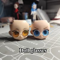 GSC/OB11 Cartoon Doll Face Decoration Props Silver Edge Colored Lenses Round Glasses DIY Animation Doll Decoration Accessories
