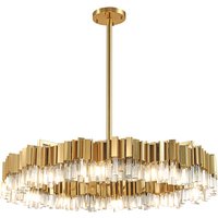 LED Postmodern Golden Stainless Steel Crystal Round Designer Chandelier Lighting Lustre Suspension Luminaire Lampen For Foyer