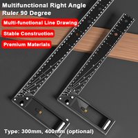 Multifunctional Square Aluminum Right Ruler Angles 90 TurningRuler Woodworking Drawing Precise Scale Scriber Measuring Tool