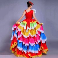 New 180-360 Degree Big Swing Petal Skirt 3 Colors S M L XL Spanish Flamenco Dress Bullfight Petal Dress