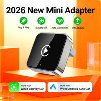 2in1Mini Adapter Wired to Wireless Carplay&Android Auto Compatible For Nissan Toyota Audi BENZ KIA Hyundai Ford WiFi Fast Connec