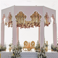 FSDKX Custom Size Chuppah Square Wedding Arch Backdrop Glow Mandap for Wedding Party Decor