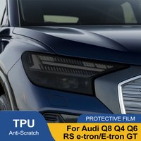 Car Headlight TPU PPF Protective Film for Audi e-tron Q8 Q6 Q7 RS e-tron E-tron GT Smoke Black Pre Cut Anti-Scratch Vinyl Film