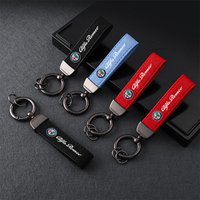 Car Leather Keychain Pendant Keyring For Men Women Gift Jewelry For Alfa Romeo giulia stelvio giulietta 159 147 156 Accessories