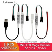 SP002E LED RGB Controller 600 Pixels Dimmer 3 Key DC5-24V USB 5V for WS2811 WS2812B Addressable Magic Color Light Bar String