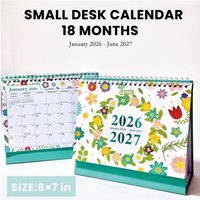 Cactus Desk Calendar January 2026-June 2027 Standing Flip 2026 Desktop Planner Office Supplies Small Monthly Agenda Calendar