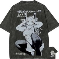 Mirko T Shirt My Hero Academia Men Acid Wash Anime Manga Vol 37 Cover Graphic Cotton Streetwear Rabbit Hero Vintage Tee Top
