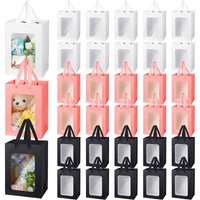 5/10Pcs Kraft Paper Gift Bags with Transparent Window, Kraft Shopping Bags with Handles for Present, Festivals Party