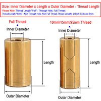 1~5pcs M4 M5 M6 M8 M10 M12 Round Brass Standoff Spacer Stud Spacing Screw Female Thread Through Hole Copper Standoff Column Rod
