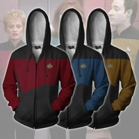Star Costume Trek TNG The Next Generation Hoodies Red Yellow Blue Jacket Coat Man Women Top ST Uniform Accessories Prop NM33