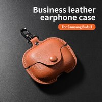 Luxury Leather PU Cover For Samsung Buds 3 Pro Buds3 Case For Samsung Galaxy Buds 3 buzz 3 pro Funda Headphone Sleeve With Hook
