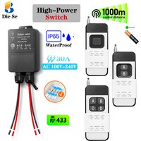 RF High Power Receiver Relay IP65 WaterProof 433MHz Wireless Remote Control Switch Transmit 1000M 110V 220V for Pump Lamp Fan