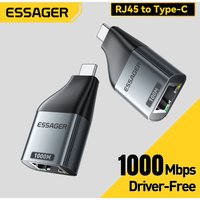Essager Ethernet Adapter 1000/100Mbps RJ45 To Type C Connector Extender Extension for PC Tablet Laptop Projector Gigabit Adapter