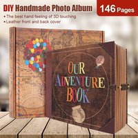 146 Pages Vintage DIY Adventure Photo Album Handmade Scrapbook Journal Personalized Creative Memory Book Custom Craft Keepsake