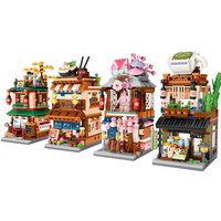LOZ Street View series Matcha Shop Kimono shop Ramen Canteen Hot Spring House boys boys children building blocks Birthday gift