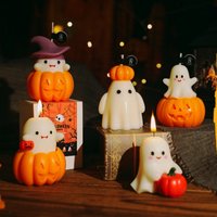 1pc Halloween Scented Candles Cute Ghost Pumpkin Witch Hat Smokeless Aromatherapy Candle for Home Store Decor Party Gift