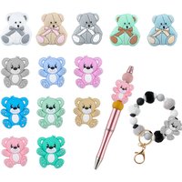 10/20 Stück Little Bear Silikon-Fokusperlen für Schmuck, DIY, Armband, Halskette, Schlüsselanhänger, Stift usw., handgefertigte Accessoires