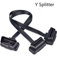 30CM OBDII Extension Dual Connector Y Splitter OBD2 16PIN Male to Female Connection Flat+Thin as Noodle ELM327