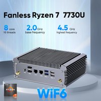 Topton Fanless AMD Mini PC FU02 Ryzen 7 7730U 5825U R5 5600U 4500U Gaming Computer Dual LAN Firewall 2*HDMI2.0 NVMe DDR4 WiFi6