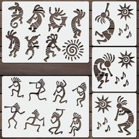 1 Set A4 and 6inch Kokopelli Stencils Tribal Style Painting Templates for Wall Fabric Canvas Bag DIY Decor