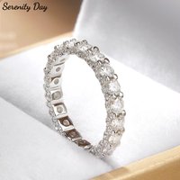 Serenity 3mm D Color Moissanite Rings For Women Men Gift 100% S925 Sterling Silver Plated 18K Lab Diamond Row Rings Fine Jewelry
