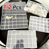1/2 PCS 24 Grid Transparent Plastic Storage Box Suitable for Jewelry Hardware Handmade Material Multi Grid Organizing Box