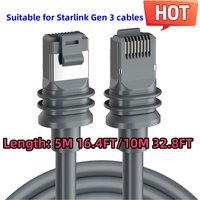 For Starlink V3/Gen3 Router Cable Extension Gigabit Ethernet Cord Plug and Dish Satellite Outdoor Waterproof RJ45 Connector