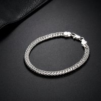Wholesale Noble 925 Sterling Silver Charms 6MM Geometry Chain Bracelets for Women Men Fashion Wedding Party Jewelry