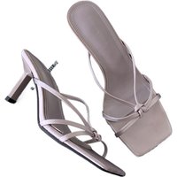 2026 Summer Luxury Solid Color Designer Women's Sandals Sexy Open Toe High Heels Elegant Slip-on Party Dress Slippers Plus Size