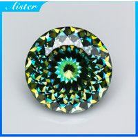 Light Green Round 100 Faceted Cut Moissanite Loose Stone Diamond Russian Bird Nest Cut Moissanite Gemstone with GRA Certificate