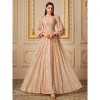 UNITHORSE Women's V-Neck Long Sleeve Sparkling Sequin Fish Tail Evening Party Dress One Piece Gown