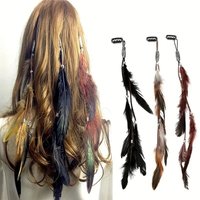 3/6Pcs Bohemian Feather Headbands Women's Festival Masquerade Carnival Hippie Costume Indian Dance Gypsy Long Tassel Hair Accessories