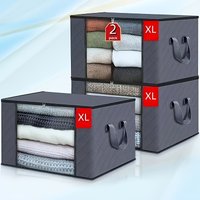 2pcs Extra Large Underbed Storage Bins,35 L Storage Bags,Foldable Moving Boxes,Transparent Quilt & Clothing Storage Containers