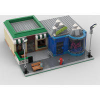 877pcs MOC Modular Streetscape Shopping Street Model Building Blocks Christmas Gifts Construction Toy Brick Kids Education DIY