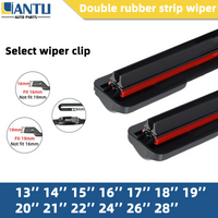 1PC Double Rubber Strip Wiper 13-28 Inch 3 Connectors Wear Resistant Smooth Cleaning Premium Quiet Durable Auto Accessories