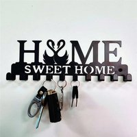 Metal Swan Wall Hook Set - Multi Hook Key Holder for Hats Bags Towels, Space Saving Entryway Organizer, Black Finish
