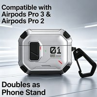 New For AirPods Pro 2/3 Phone Stand Case Cover Magnetic Auto Lock Shockproof Protective Sleeve With Hook for AirPods4
