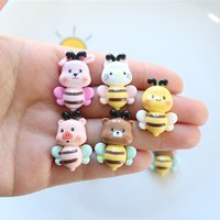 10pcs Mini Kawaii Cartoon Lovely Bee Resin Flat Back Cabochons Scrapbook Diy Party Hairpin Accessories Home Decoration Craft