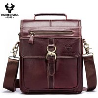HUMERPAUL 100%Genuine Leather Man's Crossbody Shoulder Bag Multi-Function For Travel Handbags Large Capacity Cow Leather Bag